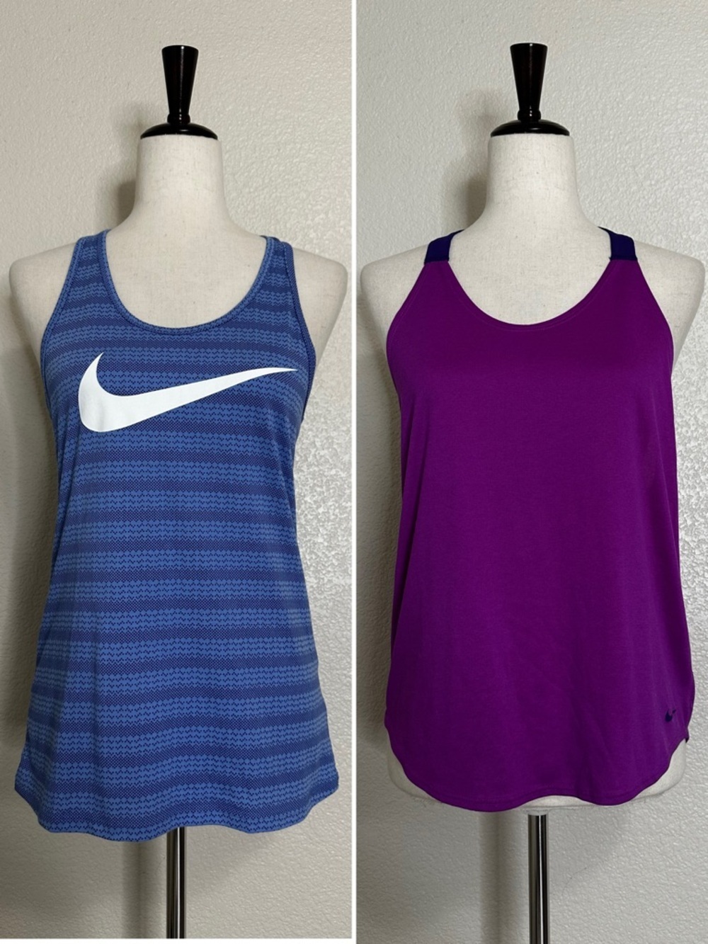 Nike Dri-Fit BUNDLE (2) Blue Purple Athletic Women's Tank Top, Sz Medium